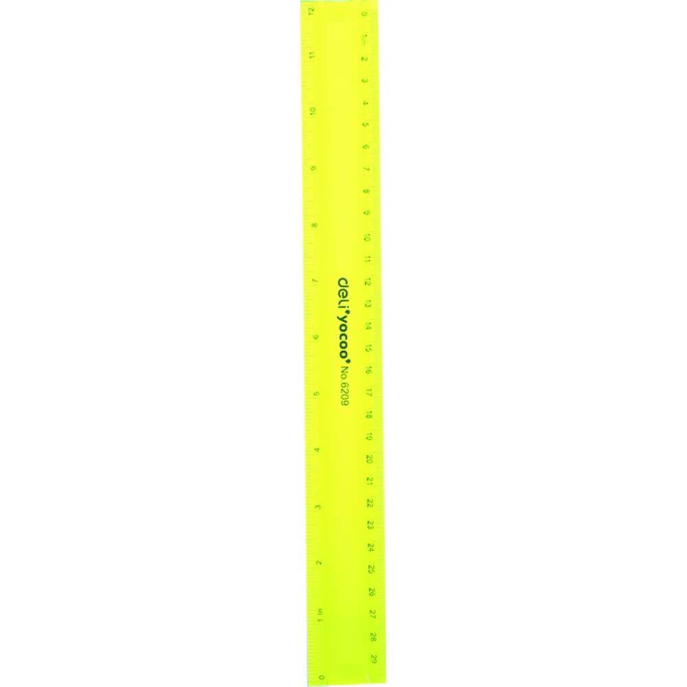 Rigla Flexibila Deli, 30 cm, Galben, Rigla Colorata Flexibila, Rigla Colorata Transparenta Flexibila, Rigla Transparenta Colorata, Rigla 30 cm, Rigla Mare, Rigla Lunga, Rigla pentru Scoala, Rigla Scoala, Rigle Colorate Transparente Flexibile