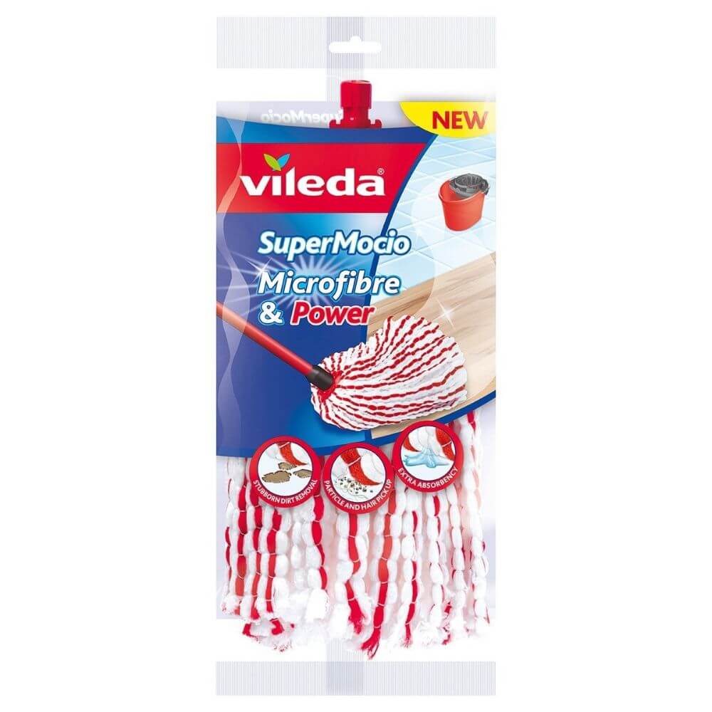 Rezerva Mop Vileda SuperMocio, Microfibra, Alb/Rosu, Rezerva Mop din Microfibra, Rezerva Mop Microfibra, Rezerva Vileda SuperMocio, Rezerva Mop Alb cu Rosu, Rezerva pentru Mop, Rezerva Mop Clasic, Rezerve Mopuri Clasice