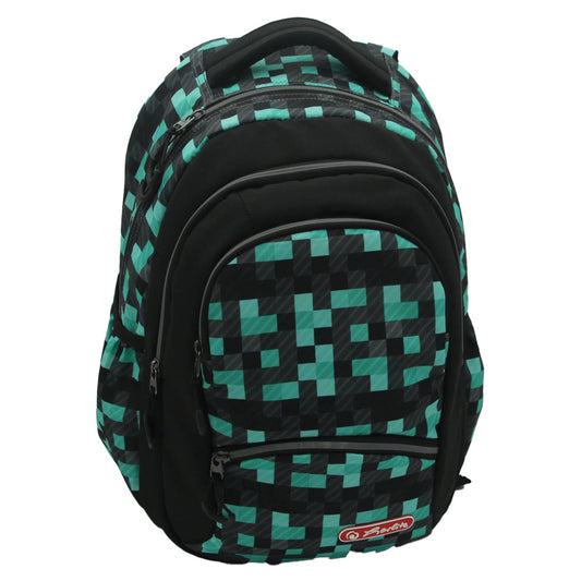 Rucsac Herlitz Zipper Pro: Ergonomic, Spatios, Poliester Reciclat Rezistent La Apa, Bretele Ajustabile, Banda/fermoare Reflectorizante, Motiv Pixel