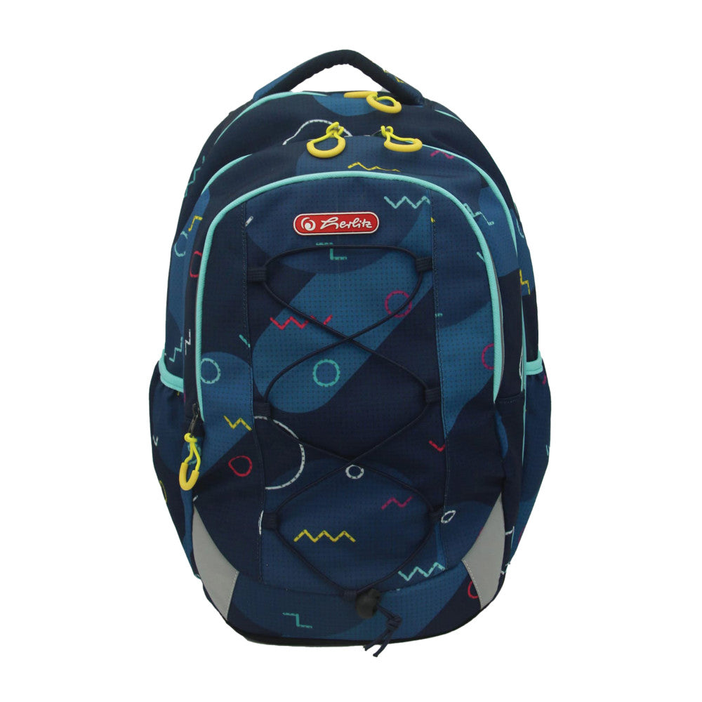Rucsac Herlitz Strings Pro: Ergonomic, Spatios, Poliester Reciclat Rezistent La Apa, Bretele Ajustabile, Banda/fermoare Reflectorizante, Motiv Geometrics