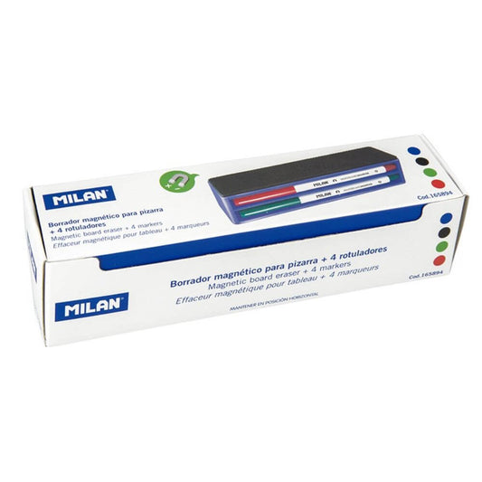 Set 4 Markere Tabla Magnetica MILAN cu Burete, 4 Culori Diferite, Marker, Markere Colorate, Markere cu Cerneala Colorata, Set Markere Colorate, Markere Nepermanente Tabla, Markere Colorate Tabla Magnetica, Markere Whiteboard