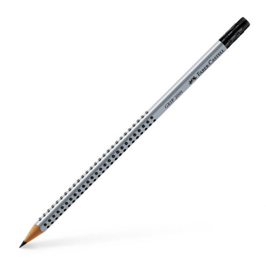 Creion Grafit HB Faber-Castell Grip 2001, cu Radiera, Argintiu, Creion Faber Castell, Creion Grafit Faber Castell, Creion HB Faber Castell, Creion Faber Castell Grip 2001, Creioane Faber Castell, Creioane Grafit Faber Castell, Creioane HB Faber Castell