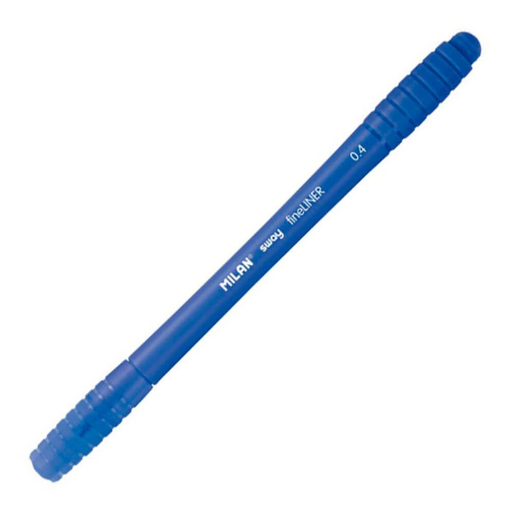 Pix MILAN Fineliner, Mina Albastra, Varf 0.4 mm, Corp din Plastic de Culoare Albastra si Capac Aerisit, Pix Albastru, Fineliner Albastru, Linere Scoala, Finelinere, Liner Grafic, Pix Liner, Pix cu Pasta Albastra, Pix Scolar, Pix pentru Scolari