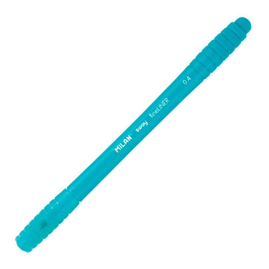 Pix MILAN Fineliner, Mina Albastra, Varf 0.4 mm, Corp din Plastic de Culoare Albastru Deschis si Capac Aerisit, Pix Albastru, Linere Scoala, Liner Milan, Finelinere, Liner Grafic, Pix Liner, Fineliner Albastru, Pix cu Pasta Albastra, Pix pentru Scolari