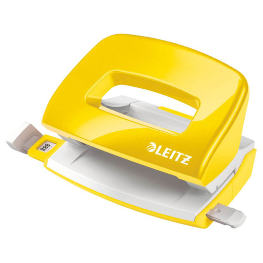 Perforator Leitz 5060, 10 Coli, Galben Metalizat, din Metal si Plastic, Mini Perforator Leitz, Perforator Mic Leitz, Perforator Compact Leitz, Perforator Mini 5060 Leitz, Perforator 10 Coli, Perforator 10 Foi, Perforator Modern, Mini Perforatoare Leitz