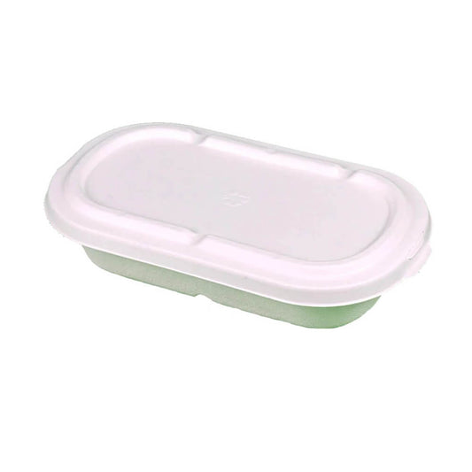 Set 50 Caserole Bio Dreptunghiulare, 850 ml, 210x110x45 mm, cu Capac, Trestie de Zahar