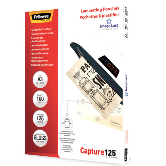 Folie A3 pentru Laminare Fellowes, 125 Microni, 100 Folii/Top, Folie Laminare, Folii pentru Laminare, Set Folii Laminare, Top Folii Laminare, Folie pentru Laminat, Folii pentru Laminat, Folie de Laminare, Folii de Laminare