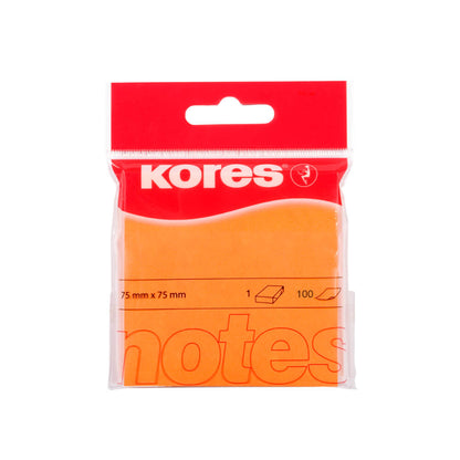 Notite Adezive Kores, 100 File, 75x75 mm, Portocaliu Neon, Bloc Notes, Sticky Notes, Post-it, Post-it-uri, Bloc de Hartie, Notite pentru Birou, Notite Adezive pentru Birou, Memo Adezive, Notite Adezive Portocalii Neon, Notite Adezive Colorate