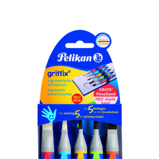 Set 5 Pensule Griffix (varf Lat : 12; 6 + Varf Rotund : 6; 10 + Virf Limba De Pisica : 10 ), Prezentare Pe Blister