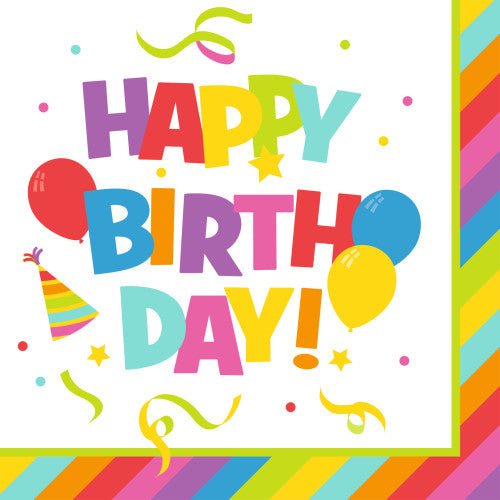 Servetele 33x33 Cm 3 Straturi Set 20 Bucati  Motiv Happy Birthday