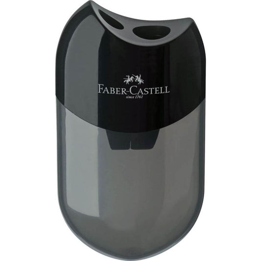 Ascutitoare Dubla cu Container Faber-Castell, Negru, Ascutitoare Faber Castell, Ascutitoare Dubla Faber Castell, Ascutitori Faber Castell, Ascutitoare Neagra, Ascutitori Negre, Ascutitoare Faber Castell Neagra, Rechizite Faber Castell