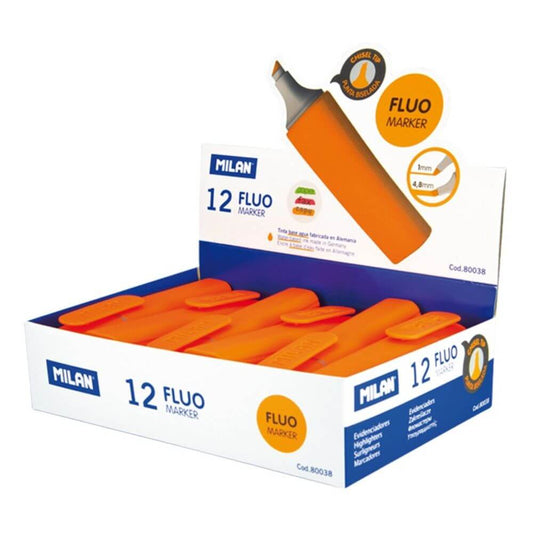 Set 12 Markere Evidentiatoare Pastel Milan, Varf de 2-5 mm, Portocalii, Marker Evidentiator, Markere, Marker Portocaliu, Markere Portocalii, Marker cu Vopsea Portocalie, Marker pentru Scoala, Markere Scoala, Textmarker, Marker Highlighter