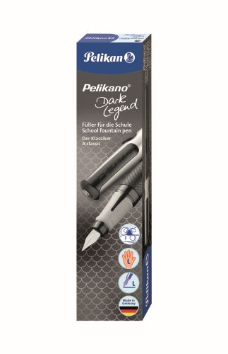 Stilou Pelikano Dark Legend, Penita L, Grip Ergonomic, Pentru Stangaci, 1 Patron Mare Albastru Inclus, In Cutie Carton