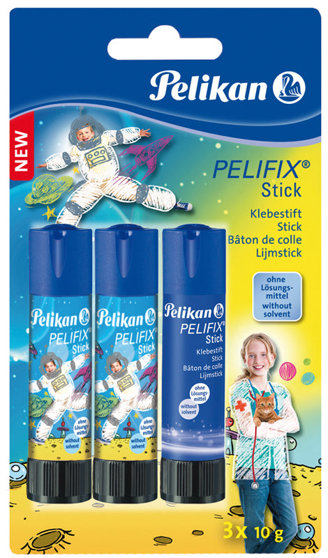 Lipici Solid Stick Pelifix Set 3x10 Grame Imprimat Cu Motive Copii Blister