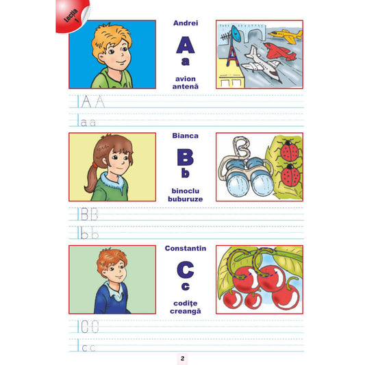 Alfabetul si Cifrele, Carte de Colorat A4 cu Exercitii Grafice 2 in 1 si Joc, 96 de Autocolante