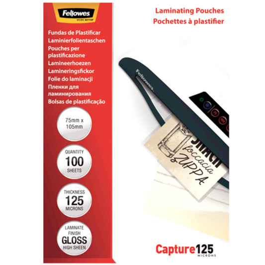 Folie pentru Laminare Fellowes, 125 Microni, 75x105 mm, 100 Folii/Top, Folie Laminare, Folii pentru Laminare, Set Folii Laminare, Top Folii Laminare, Folie pentru Laminat, Folii pentru Laminat, Folie de Laminare, Folii de Laminare