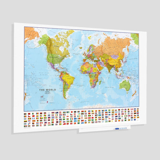 Skinmap Magnetic Cu Suprafata Lacuita, Design Fara Cadru, Modular, Harta Lumii, Dimensiune 100 X 150 Cm
