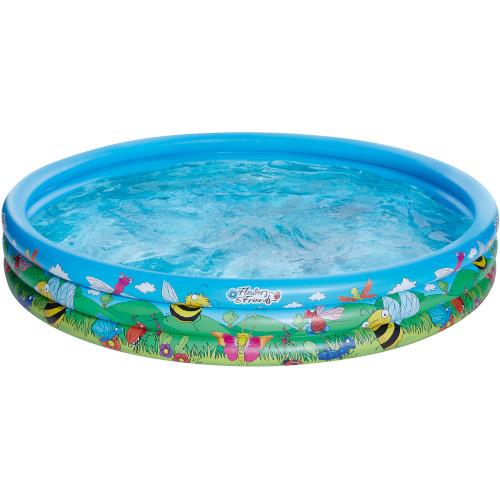 Piscina Gonflabila Cu 3 Inele Si Imprimeu Flowers And Friends, 178x30 Cm