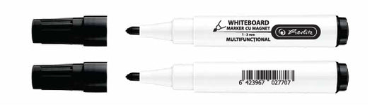 Marker Whiteboard Negru, Prevazut Cu Burete Si Magnet