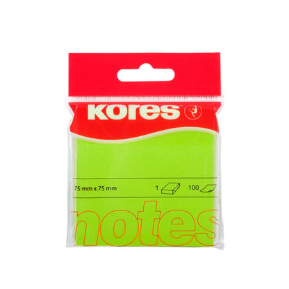 Notite Adezive Kores, 100 File, 75x75 mm, Verde Neon, Bloc Notes, Sticky Notes, Post-it, Post-it-uri, Bloc de Hartie, Notite pentru Birou, Notite Adezive pentru Birou, Memo Adezive, Notite Adezive Verde Neon, Notite Adezive Colorate