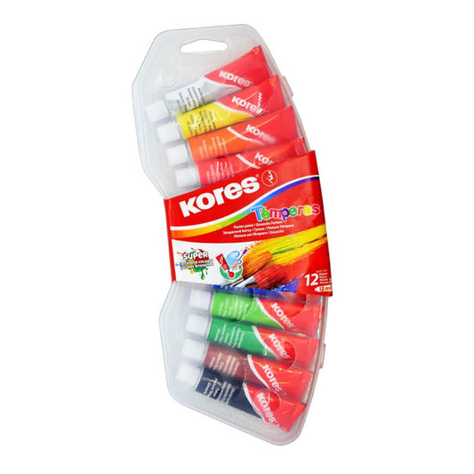 Set 12 Culori Tempera Kores, 12 ml/Tub, Set Culori Tempera, Tempera Kores, Culori Tempera, Acuarele Tempera, Acuarele pentru Scoala, Acuarele Copii, Acuarele Pictura, Acuarele Tub, Acuarele la Tub, Set de Acuarele
