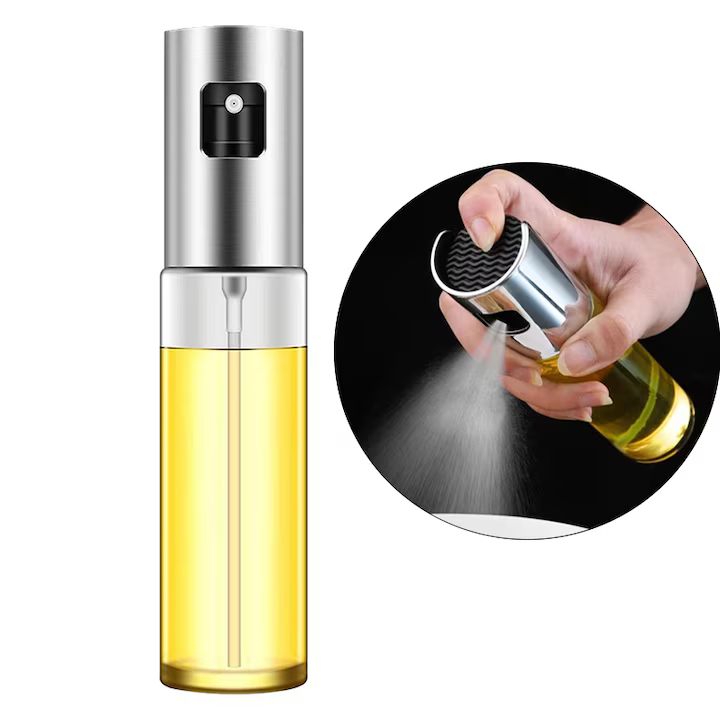 Sticla cu Pulverizator pentru Ulei, Otet sau Alte Lichide, Capac din Inox, Capacitate 100 ml