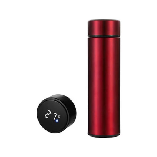 Termos Smart cu Display LED din Inox, 500 ml, Dimensiune 6.5×6.5×23 cm, Culoare Rosu
