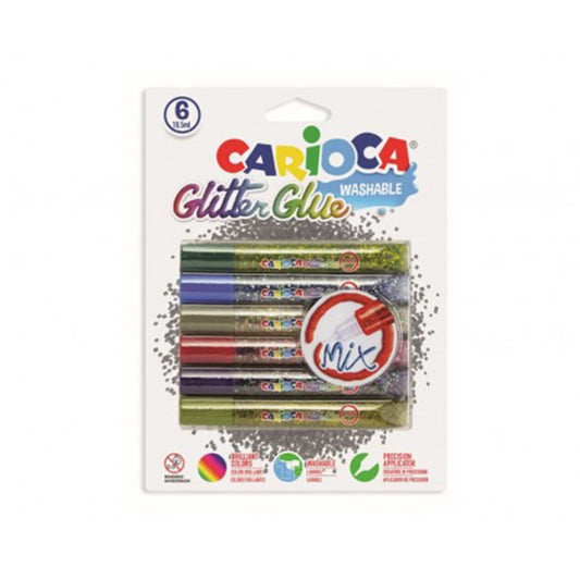 Set 6 Buc,Lipici cu Sclipici Carioca Mix