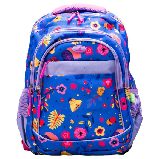 Ghiozdan Scolar Ecada, Dimensiuni 44x33x18 cm, Bretele cu Burete Reglabile si Patru Fermoare, Material Poliester, Multicolor