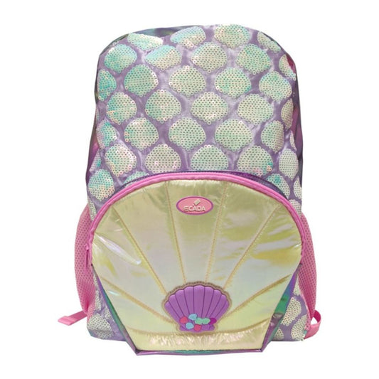 Ghiozdan Scolar Ecada, Dimensiuni 41x31x10 cm, Bretele cu Burete Reglabil si Doua Fermoare, Material Poliester, Multicolor