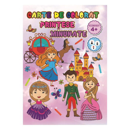 Carte de Colorat Artpress A4, Model Printese Minunate, 24 Pagini