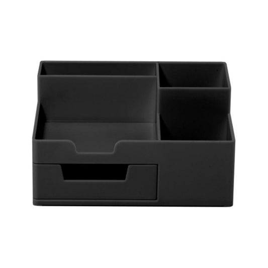 Suport Birou Ecada, 5 Compartimente de Plastic, Culoare Negru