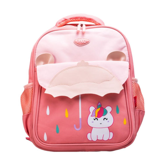 Ghiozdan Gradinita Daco, Dimensiuni 32.5x26x12 cm, Model Unicorn, Bretele cu Burete Reglabile, Material Poliester, Culoare Portocaliu