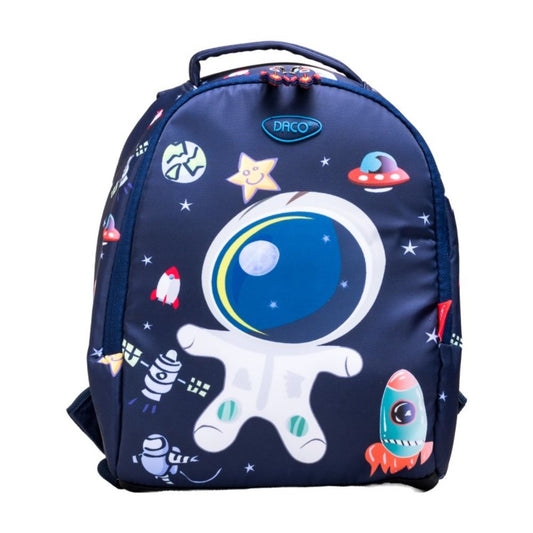 Ghiozdan Gradinita Daco, Dimensiuni 30x24x11 cm, Model Astronaut, Bretele cu Burete Reglabile, Material Poliester, Culoare Albastru