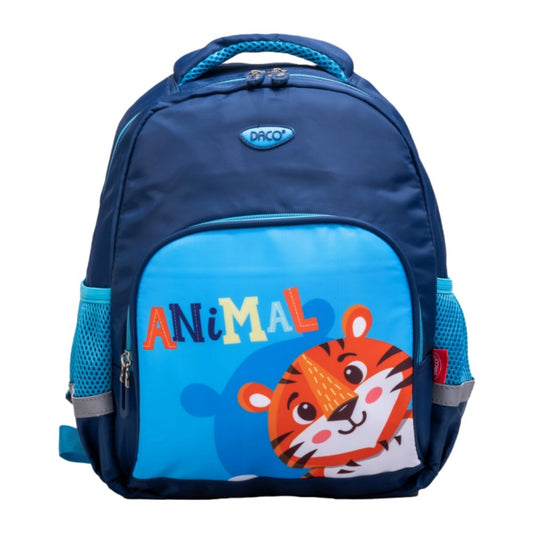 Ghiozdan Gradinita Daco, Dimensiuni 33x26x12 cm, Model Animal, Bretele cu Burete Reglabile, Material Poliester, Culoare Albastru