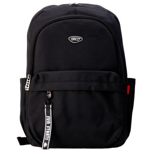 Ghiozdan Scolar Daco, 43.5x32x17 cm, Bretele cu Burete Reglabil, Material Poliester, Culoare Negru