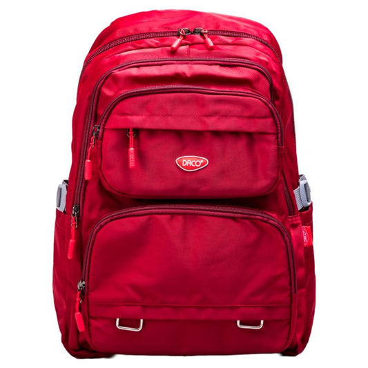 Ghiozdan Scolar Daco, Dimensiuni 46x32x18 cm, Bretele cu Burete Reglabil, Material Poliester, Culoare Rosu Inchis