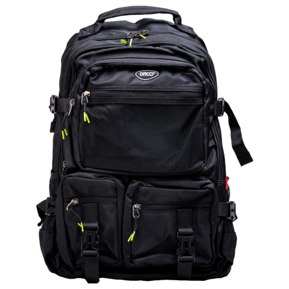 Ghiozdan Scolar Daco, Dimensiuni 46x32x18 cm, Bretele cu Burete Reglabile, Material Poliester, Culoare Negru