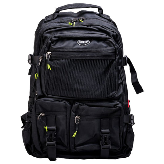 Ghiozdan Scolar Daco, Dimensiuni 46x32x18 cm, Bretele cu Burete Reglabile, Material Poliester, Culoare Negru