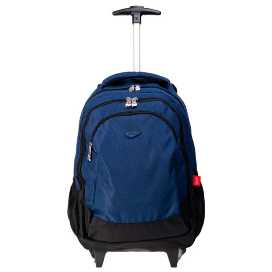 Ghiozdan Troler Daco, Dimensiuni 44x31x16 cm, Bretele cu Burete Reglabile, Material Poliester, Culoare Albastru Inchis