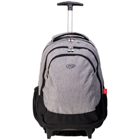 Ghiozdan Troler Daco, Dimensiuni 44x31x16 cm, Bretele cu Burete Reglabile, Material Poliester, Culoare Gri