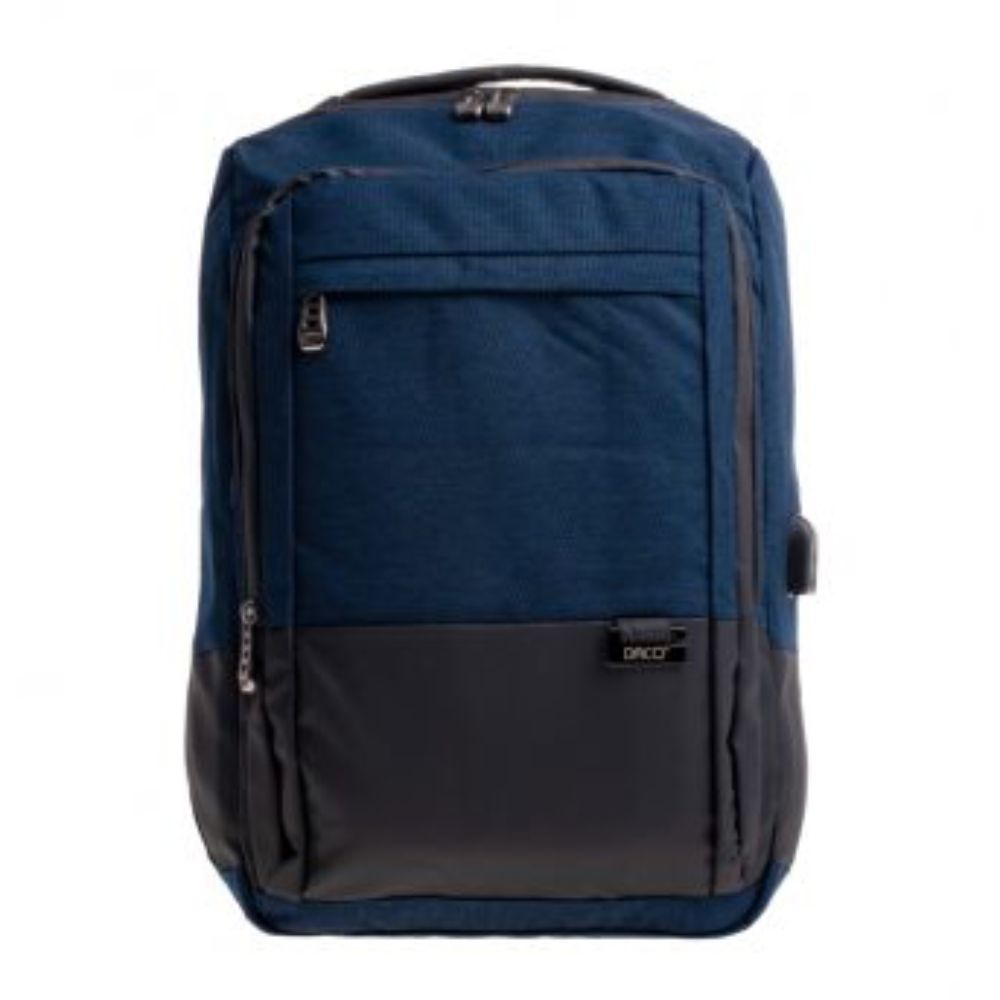 Ghiozdan Adolescenti cu Sectiune pentru Laptop Daco, Dimensiuni 46x33x17 cm, Bretele cu Burete Reglabile, Material Poliester, Culoare Albastru