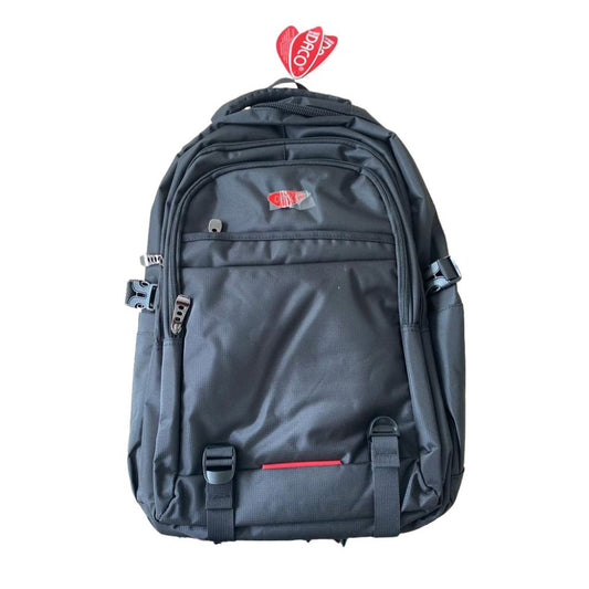 Ghiozdan Adolescenti cu Sectiune pentru Laptop Daco, Dimensiuni 46x33x17 cm, Bretele cu Burete Reglabile, Material Poliester, Culoare Negru/Rosu