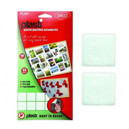 Pastile Autoadezive Daco, Albe, 100 g, Pastile Predecupate Plastilina Adeziva, Folie cu Pastile Dublu Adezive, Pastila Autoadeziva Daco, Pernite Adezive, Guma Adeziva, Accesorii Craf Daco, Material Maleabil Fixare Elemente