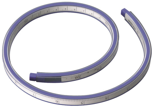 Rigla Flexibila Din Plastic, 30cm, Pentru Desenat Suprafete Curbe, Alco - Alb/albastru