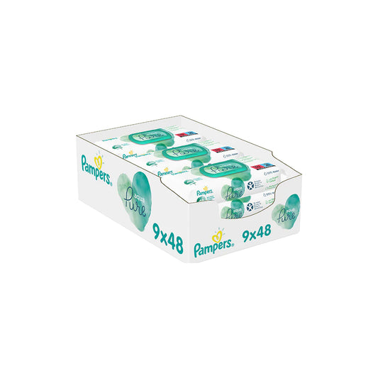 Servetele umede PAMPERS Aqua Pure, 9 pachete, 432 bucati