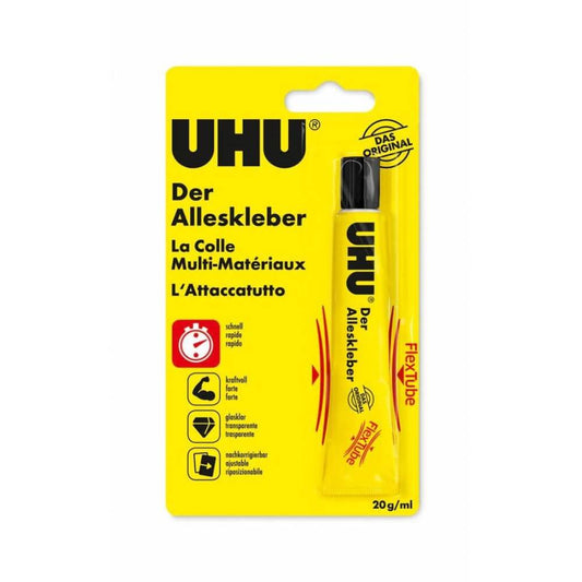 Adeziv Universal Uhu Flex&amp;Clean, 20 g, Adezive Universale, Adeziv Transparent pentru Lipit, Adeziv pentru Ceramica, Adeziv pentru Materiale de Sticla, Adezive Transparente de Lipit, Lipici Transparent, Lipiciuri pentru Hartie si Carton