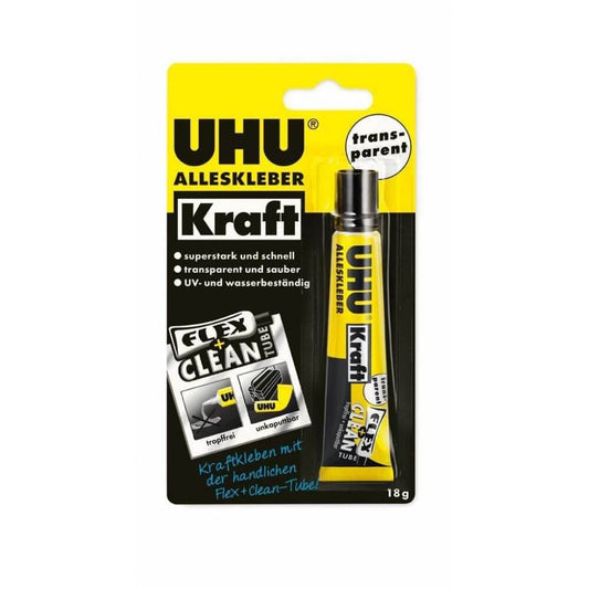 Adeziv Universal Uhu Kraft Flex&amp;Clean, 18 g, Adezive Universale, Adeziv Transparent pentru Lipit, Adeziv pentru Ceramica, Adeziv pentru Materiale de Sticla, Adezive Transparente de Lipit, Lipici Transparent, Lipiciuri pentru Hartie si Carton