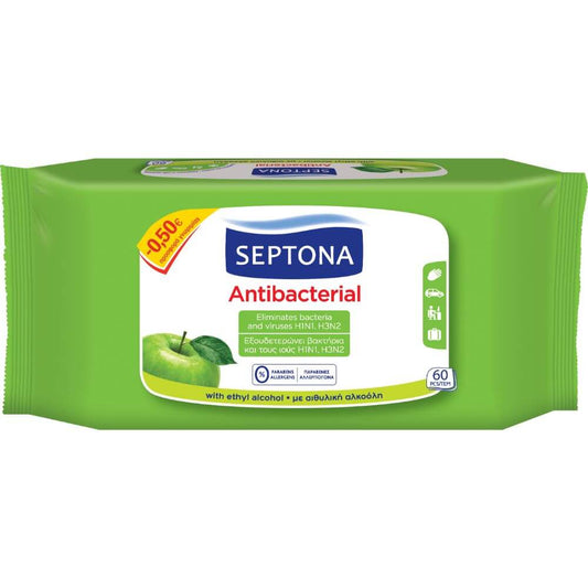 Servetele Umede Antibacteriene SEPTONA, 60 Buc/Set, Mar Verde, Servetele Umede Septona, Servetele Antibacteriene Septona, Servetele Antibacteriene, Servetele Umede pentru Maini, Servetele Dezinfectante pentru Maini