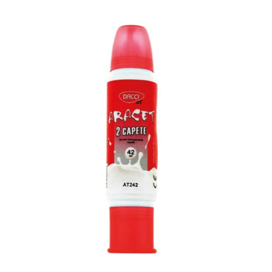 Aracet DACO, 42 ml, Uscare Rapida, cu Doua Capete de Aplicare Diferita, Aracet Alb DACO, Araceturi, Aracet pentru Lipit Hartie, Plastic si Lemn, Aracet pentru Scoala, Aracet pentru Lucru Manual, Aracet Scolar, Lipici Aracet, Lipiciuri Aracet